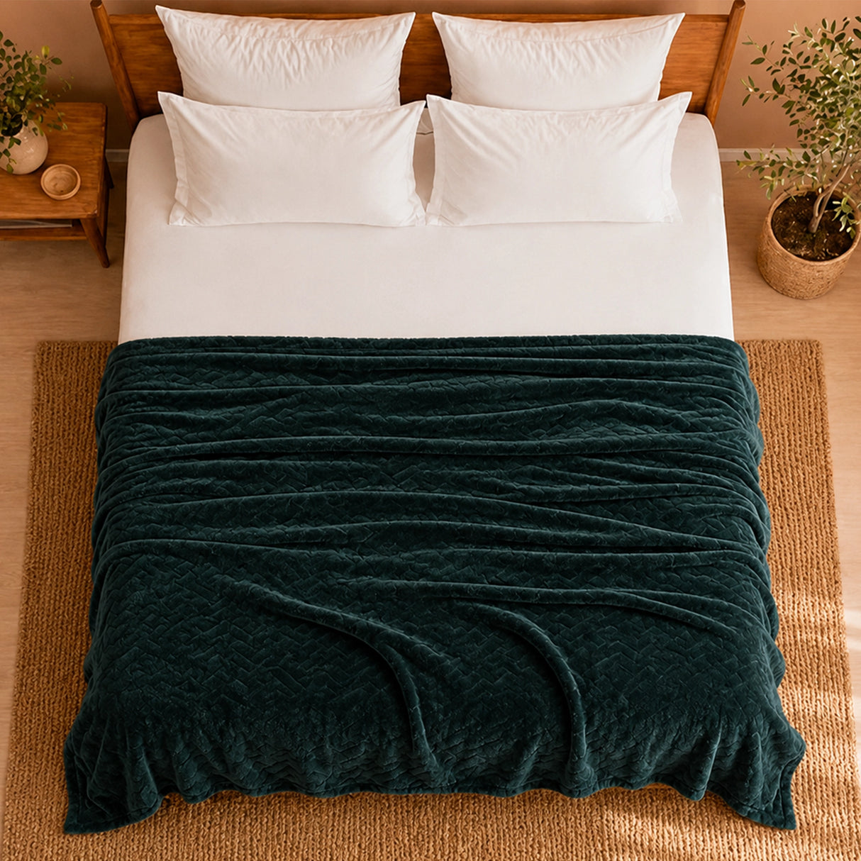 Fort Mellow - Wave Plush Blanket (Emerald Green)