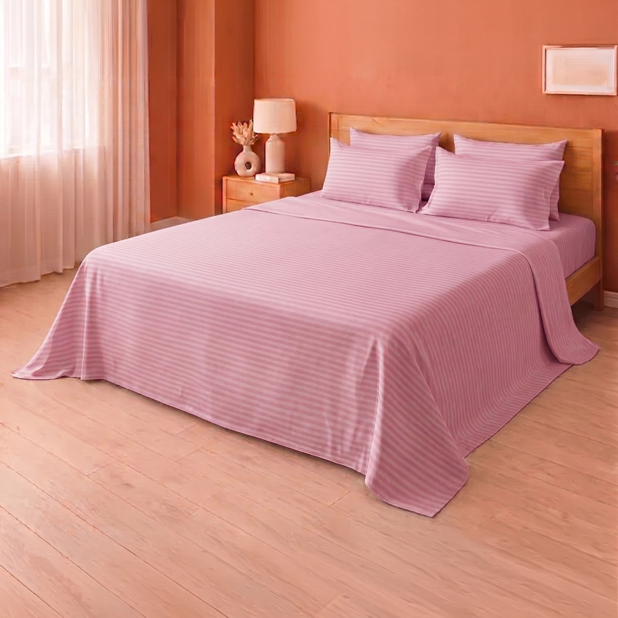 Breton Doze - Satin Stripe Reversible Dohar Blanket (Baby Pink)
