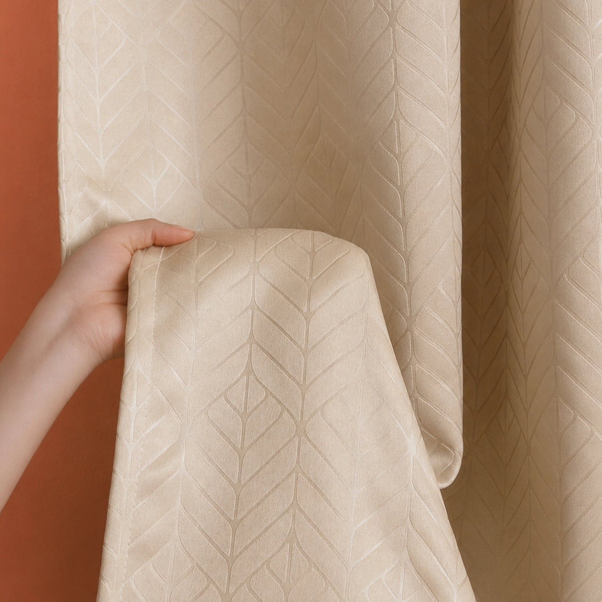 Fort Essential Embossed - Eyelet Black Backing Blackout Curtain (Beige)