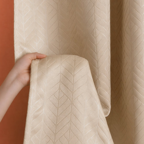 Fort Essential Embossed - Eyelet Black Backing Blackout Curtain (Beige)