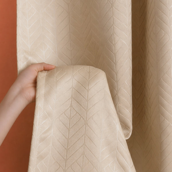 Fort Essential Embossed - Eyelet Black Backing Blackout Curtain (Beige)