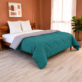 Fort - Box Stitch Duvet Comforter (Teal & Light Grey)