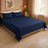 Breton Nap - Satin Stripes Bedsheet (Dark Blue)