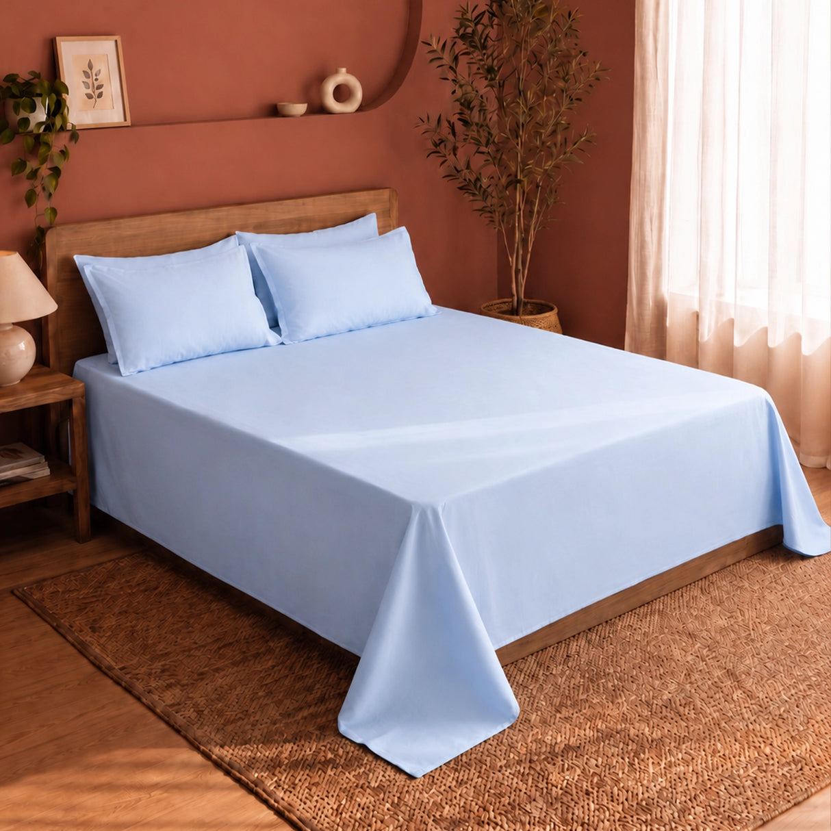 Fort Nightingale - Solid Bedsheet (Sky Blue)