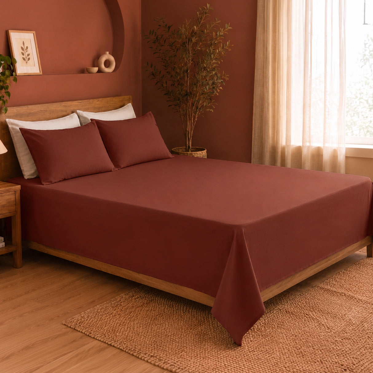 Fort Nightingale - Solid Bedsheet (Maroon)