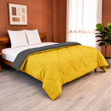 Fort - Box Stitch Duvet Comforter (Mango Yellow & Dark Grey)