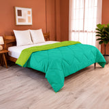 Fort - Box Stitch Duvet Comforter (Parrot Green & Aqua Green)