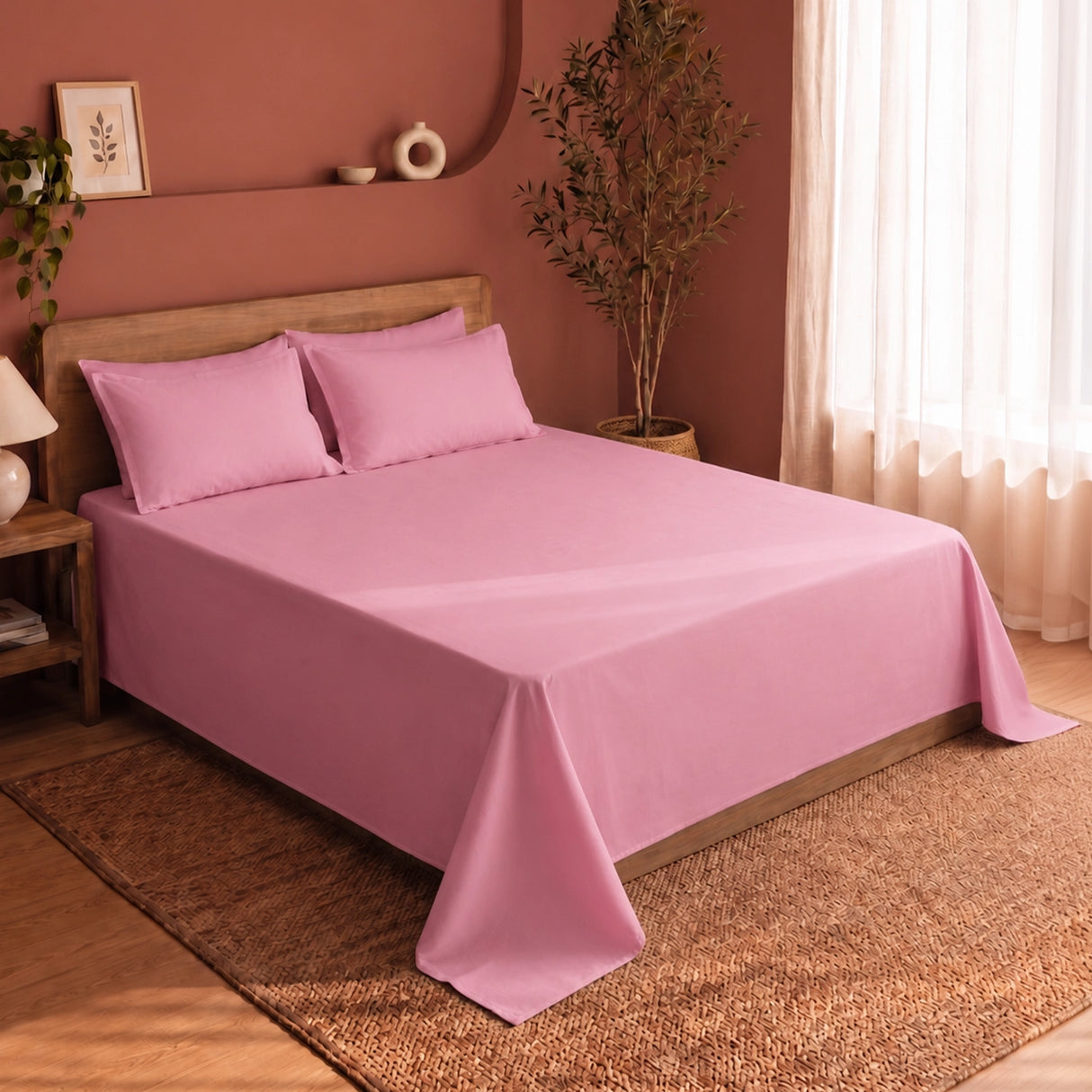 Fort Nightingale - Solid Bedsheet (Pink)