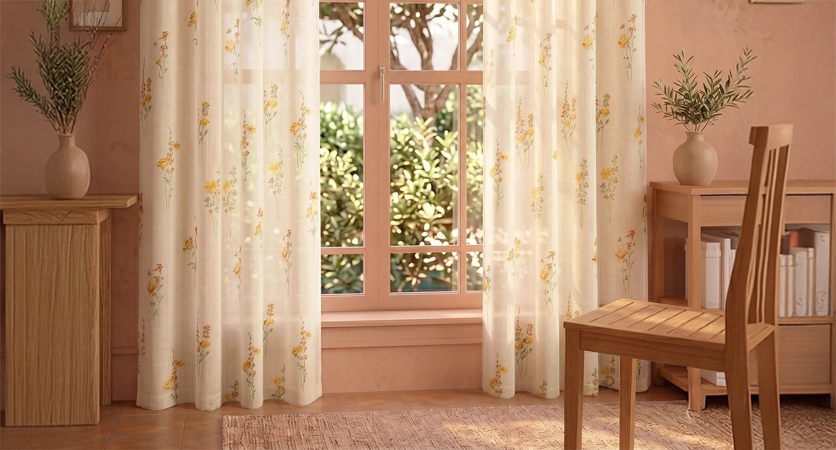 Opulent Bloom Printed Eyelet Sheer Curtain