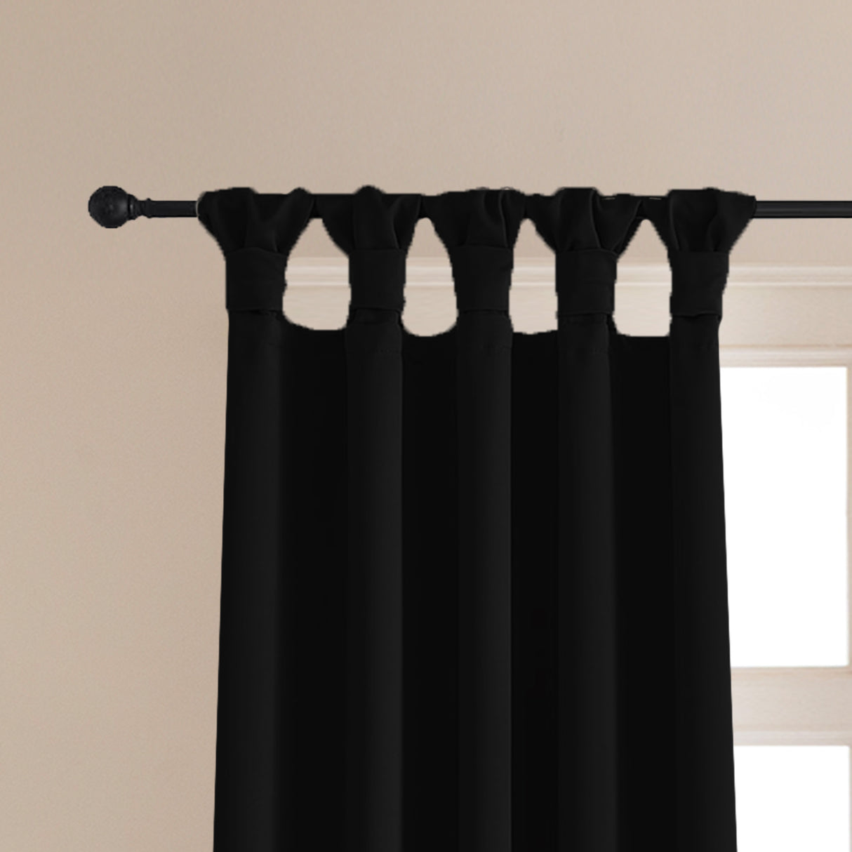 Fort Essential - Twist Tap Top Solid Blackout Curtain (Black)