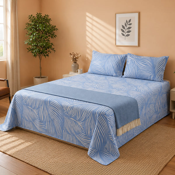 Premium Parcale Bedsheet & Chevron Throw Combo Set