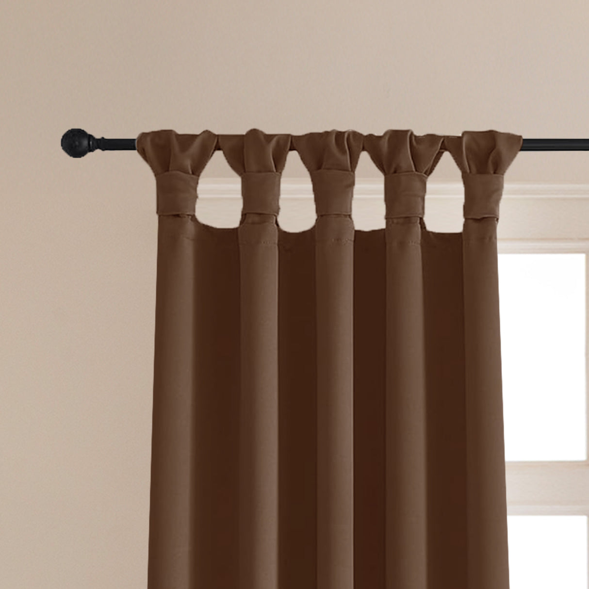 Fort Essential - Twist Tap Top Solid Blackout Curtain (Brown)