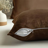 Solid Velvet Cushion Cover (Brown)