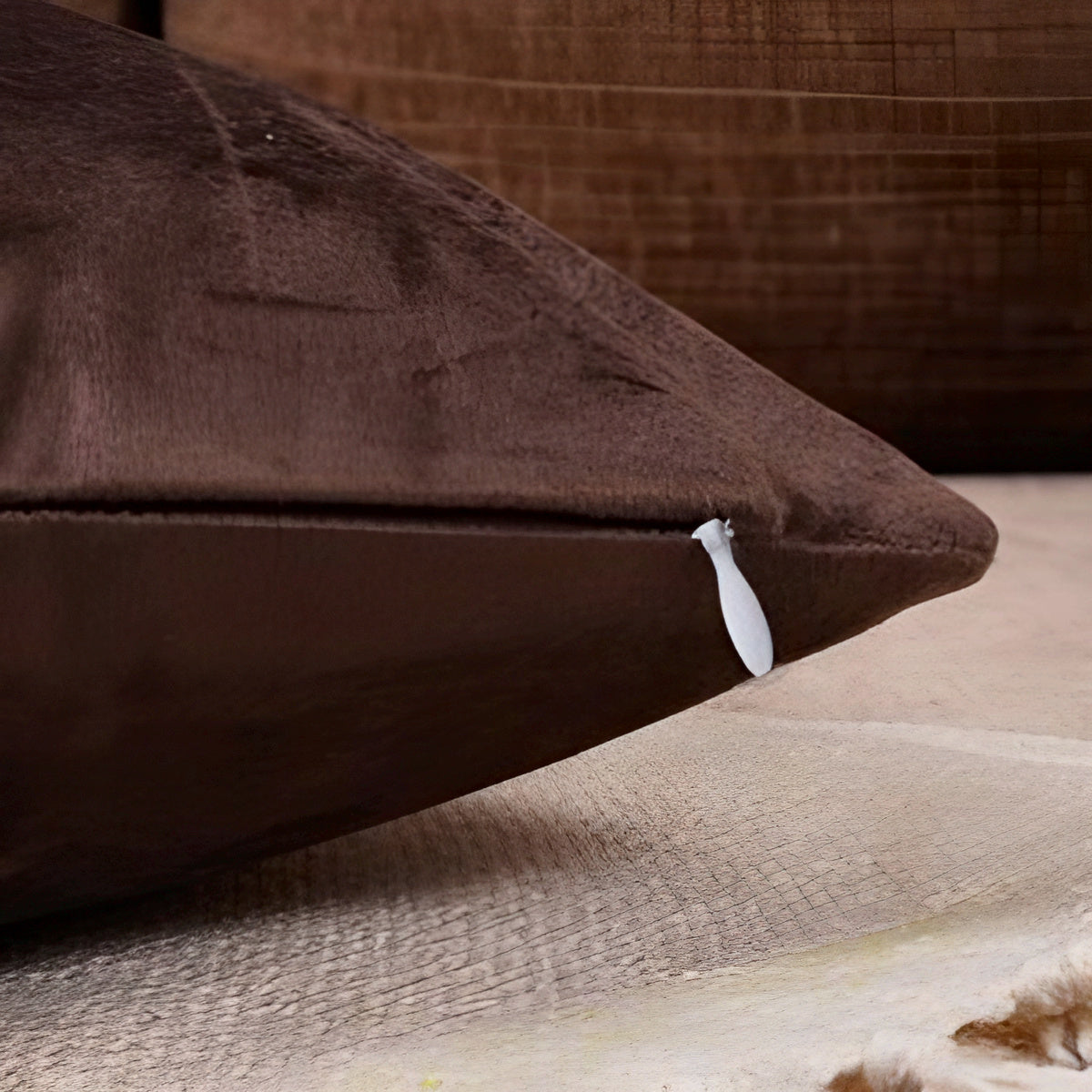 Solid Velvet Cushion Cover (Brown)