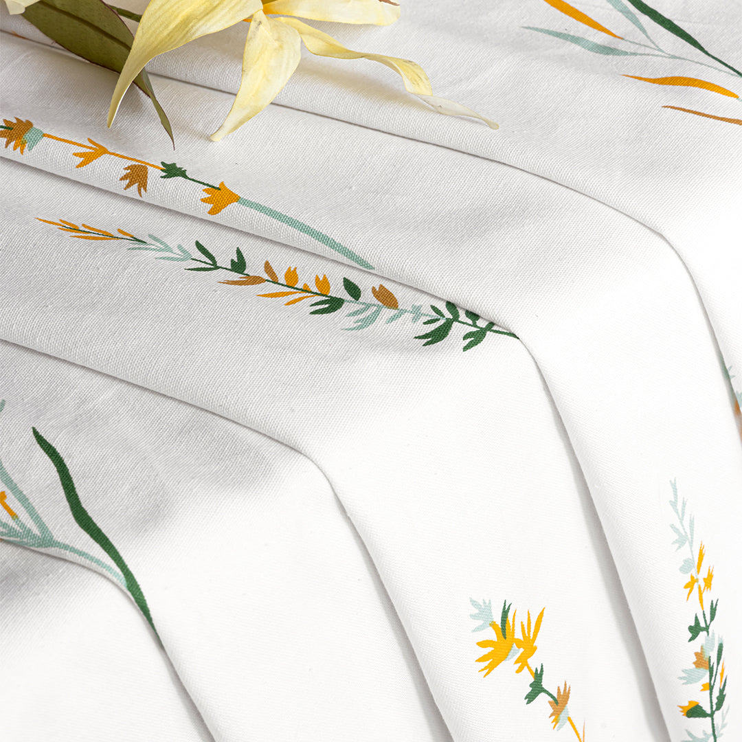 Leafscape Yellow & Green - Printed Eyelet Duck Curtain