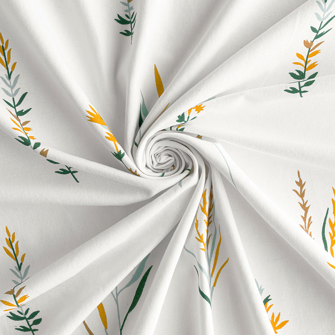 Leafscape Yellow & Green - Printed Eyelet Duck Curtain