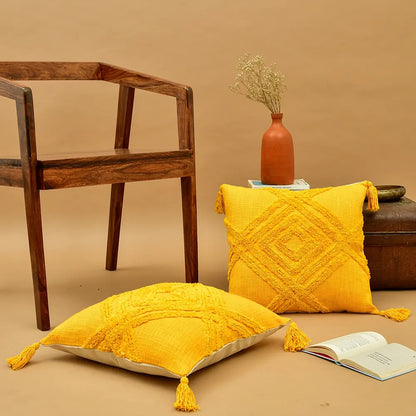 Featherfield Grid - Tufted Cushion Cover Yellow