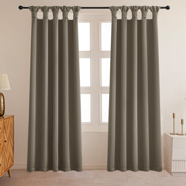 Fort Essential - Twist Tap Top Solid Blackout Curtain (English Grey)