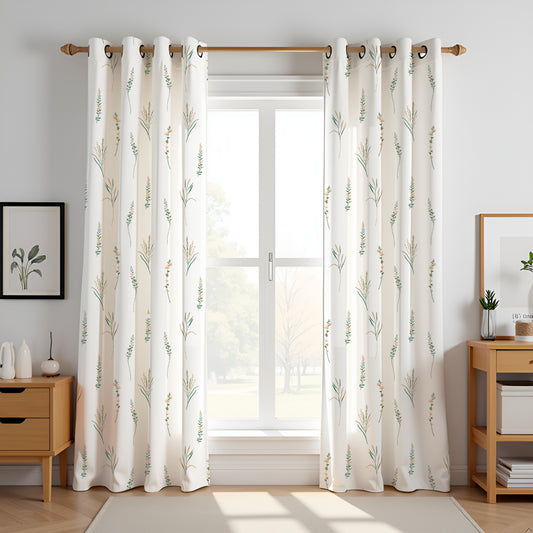 Leafscape Yellow & Green - Printed Eyelet Duck CurtainLeafscape Yellow & Green - Printed Eyelet Duck Curtain