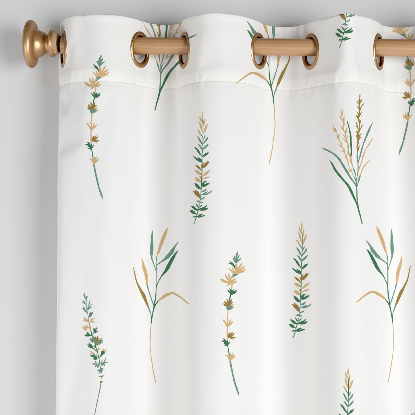 Leafscape Yellow & Green - Printed Eyelet Duck Curtain