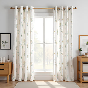 Leafscape Yellow & Green - Printed Eyelet Duck Curtain
