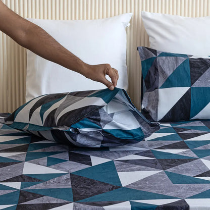 Imprimer Utopia - Fitted Sheet Teal & Grey