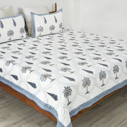 Ombre Palmira - Quilted Bedcover Blue