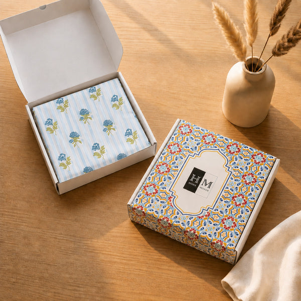 Soft Serenade - Floral Bedsheet (Blue)