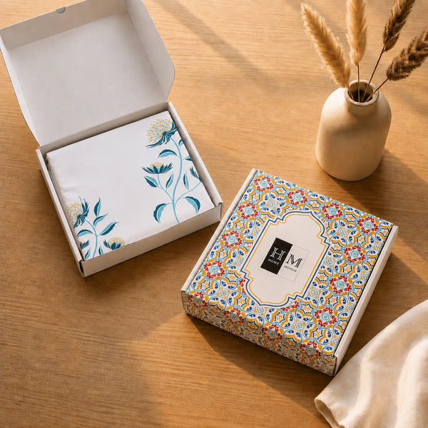 Wild Grace Flower - Floral Bedsheet (Turquoise & Blue)
