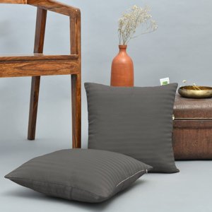 Satin Stripe Cotton Cushion Cover (Grey)