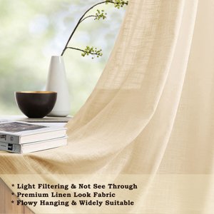 Cotton Solid Sheer Curtains (Beige)