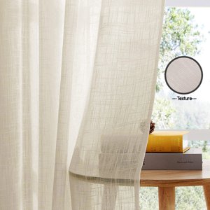 Cotton Solid Sheer Curtains (Beige)