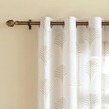 Cotton Printed Sheer Curtain (Mustard Leaf)(eyelet)