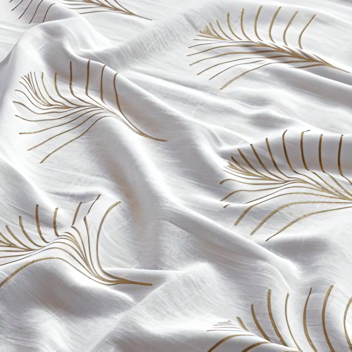 Cotton Printed Sheer Curtain (Mustard Leaf)(eyelet)