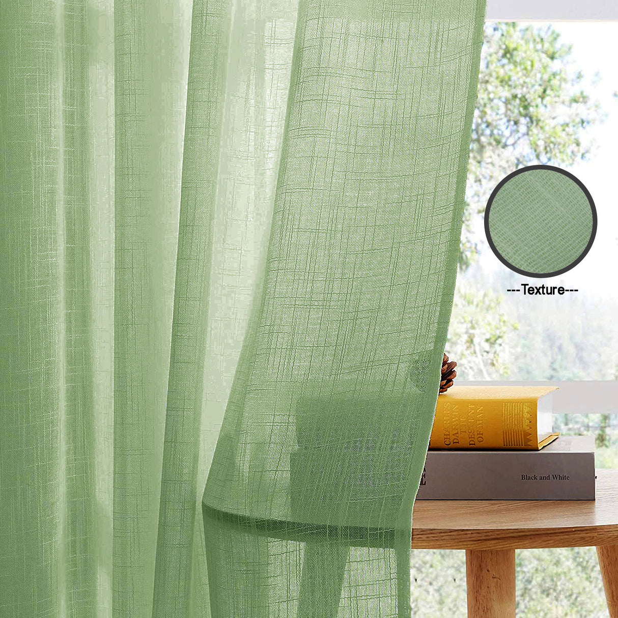 Fort Absolute - Back Tab Solid Sheer Curtain (Mint Green)