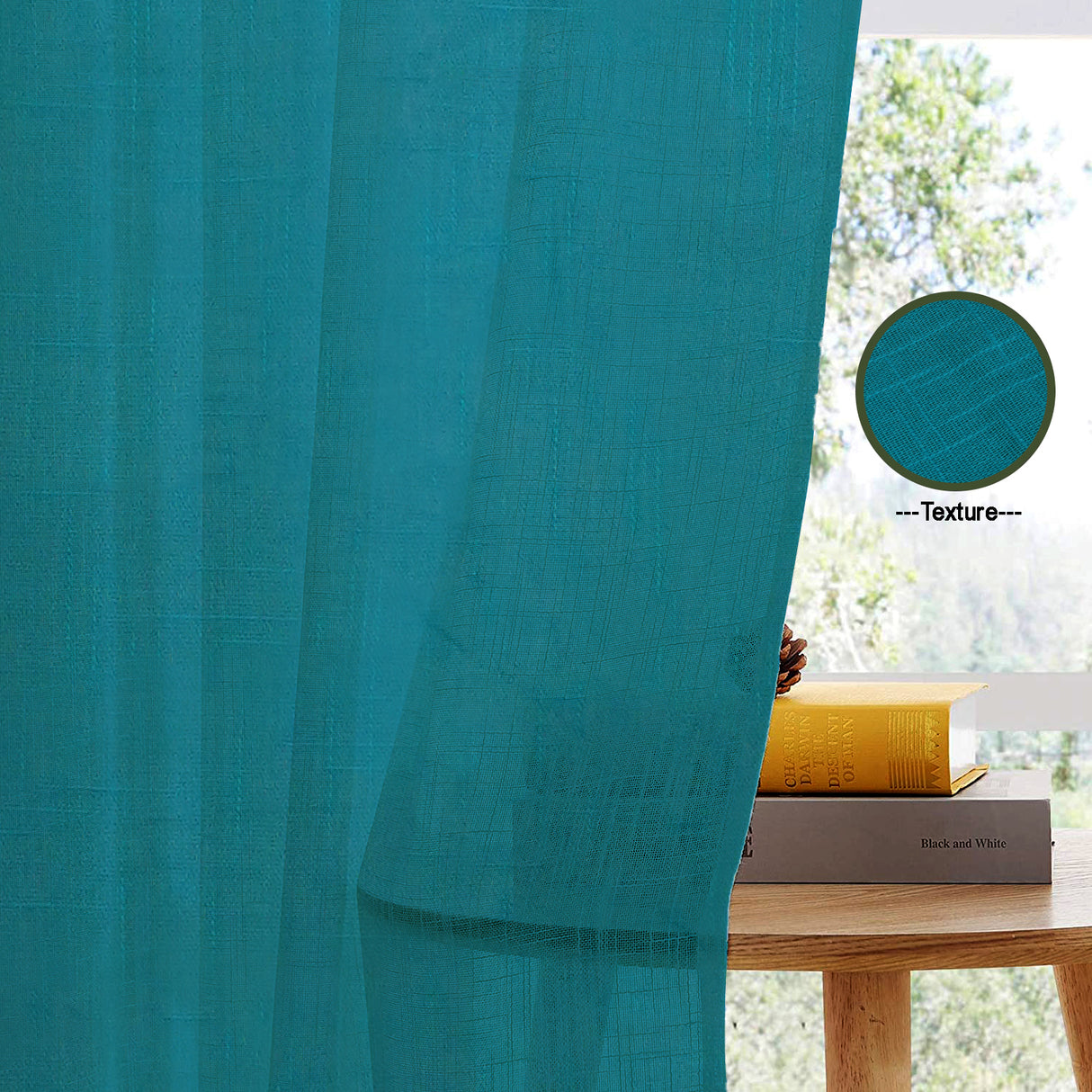 Fort Absolute - Back Tab Solid Sheer Curtain (Blue)
