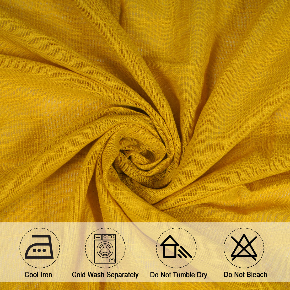 Fort Absolute - Back Tab Solid Sheer Curtain (Yellow)