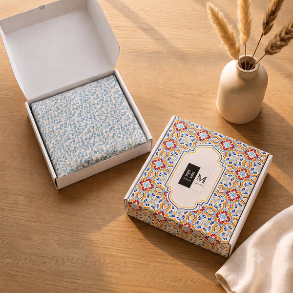 Imprimer Fresco - Floral Printed Dohar (Turquoise & White)
