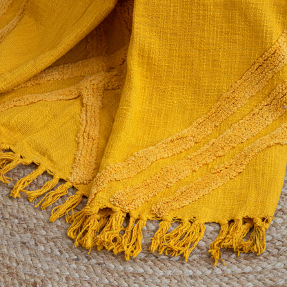 Featherfield Yellow Grid - Tufted Throw 