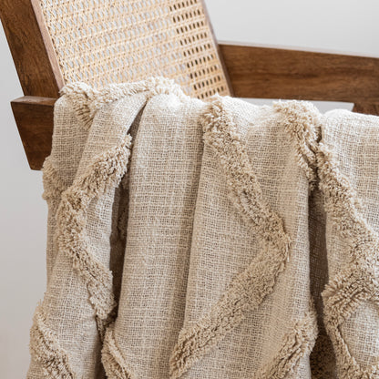 Featherfield White Grid - Tufted Throw 