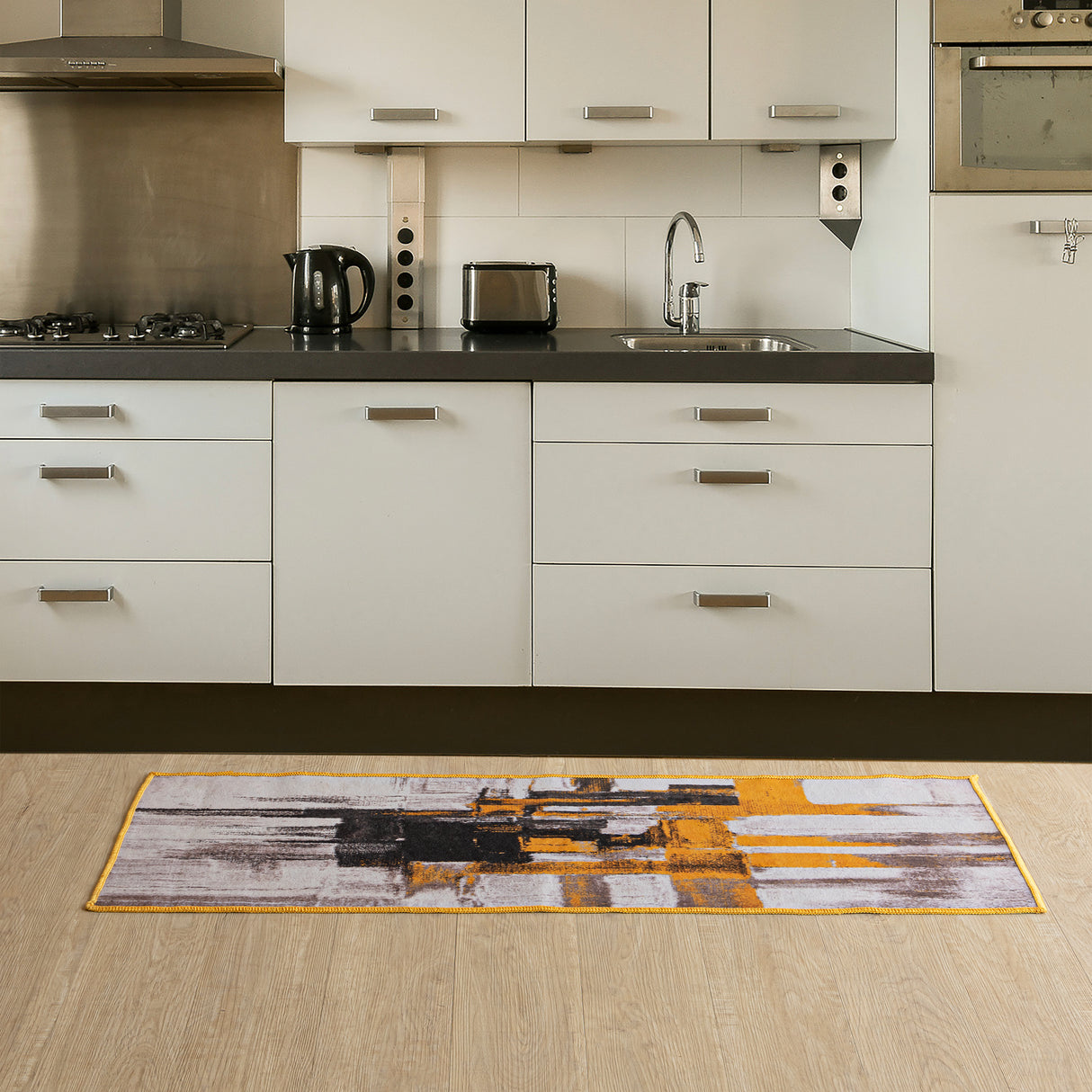 Imprimer Scribble - Digitally Printed Felt Runner Rug (Multicolor)