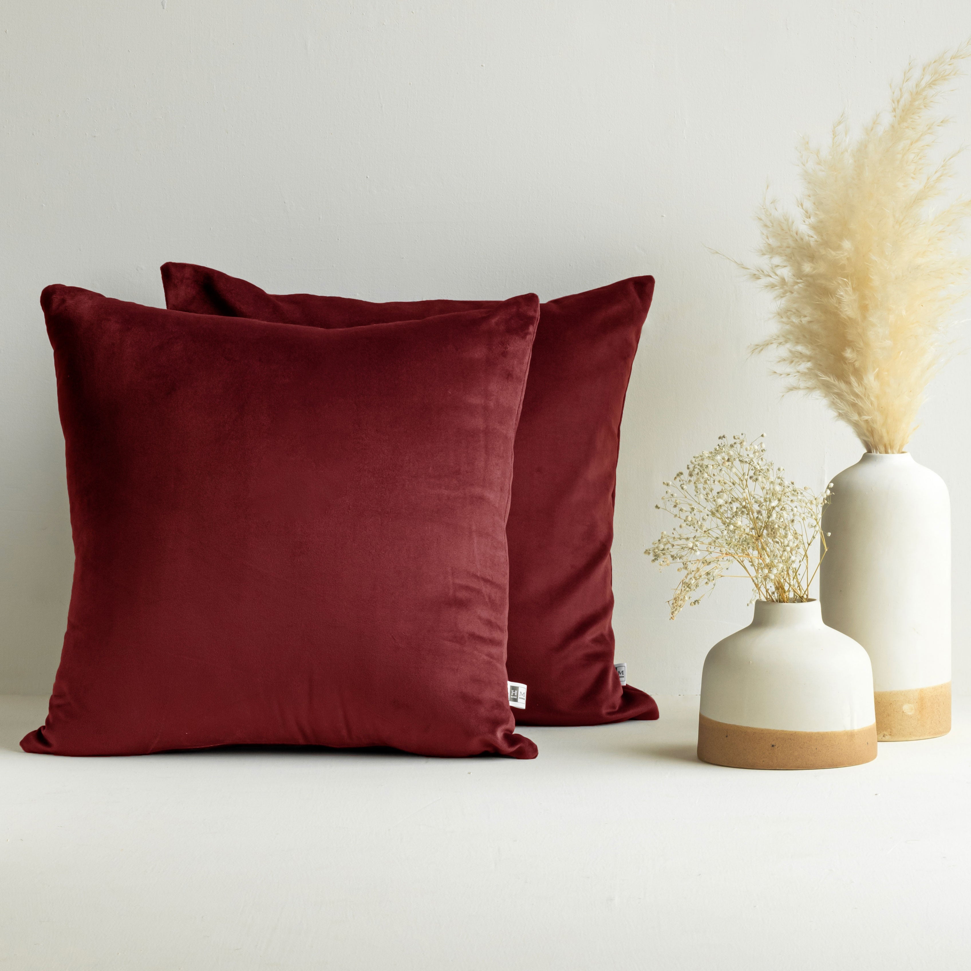 Velvet Burnt Red Pillows Dark Red Velvet Cushion Cover Cushion