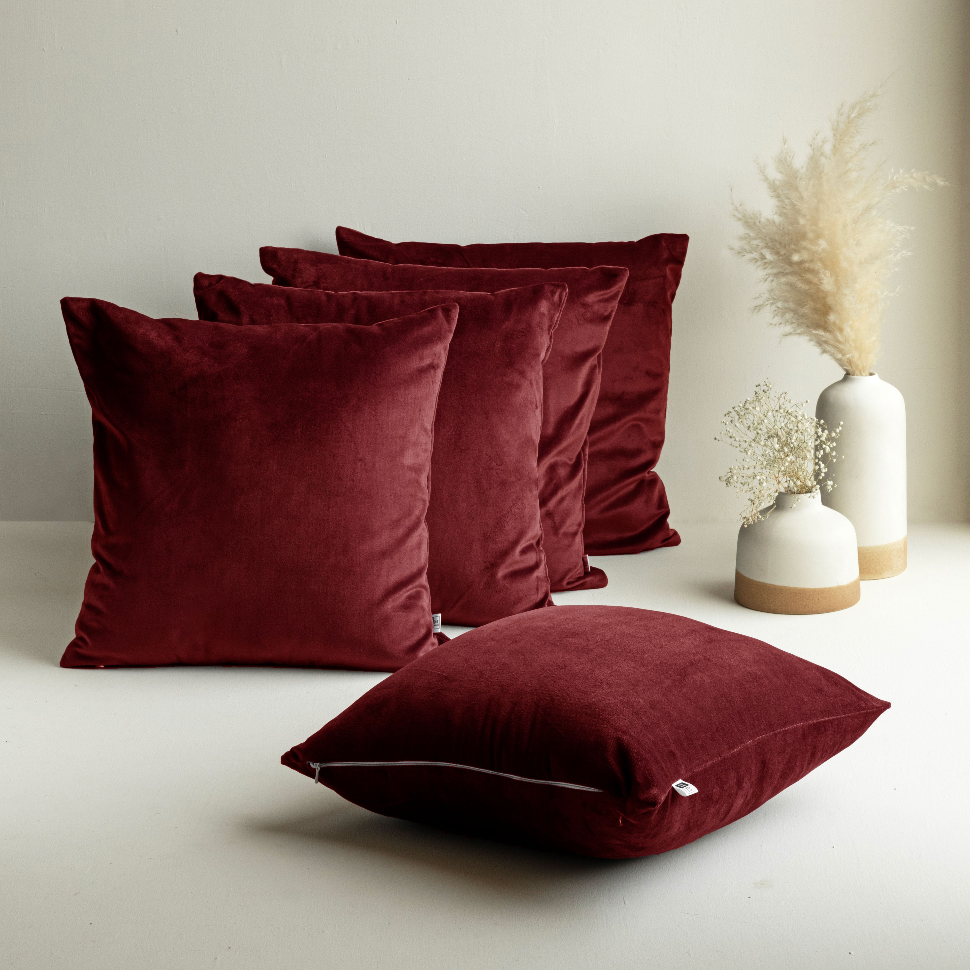 Dark Red Velvet Cushion Cover Cushion Cover HomeMonde Lifestyle