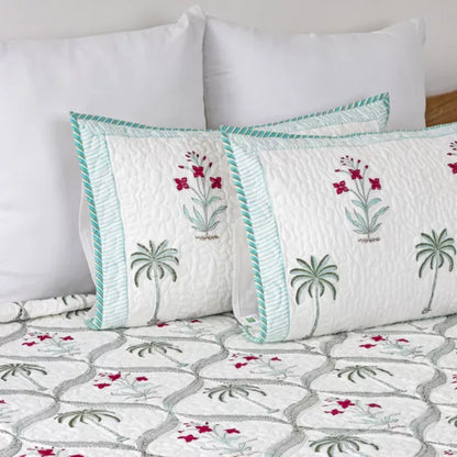 Ombre Tulip - Quilted Bedcover Green