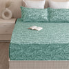 Imprimer Lilac - Leaf Printed Bedsheet (Aqua Blue)