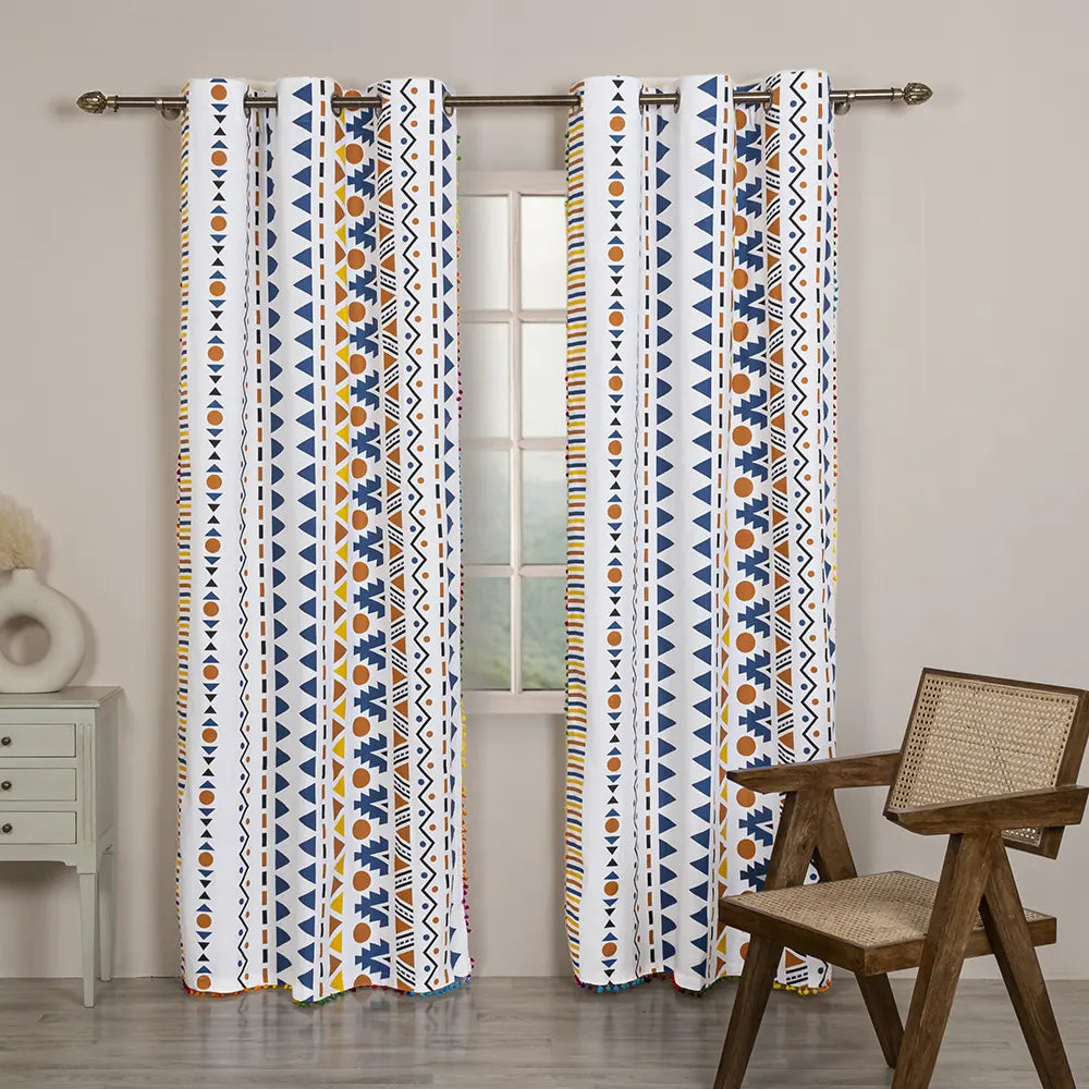 Imprimer Handpicked Santo - Printed Semi Blackout Curtain (Blue)