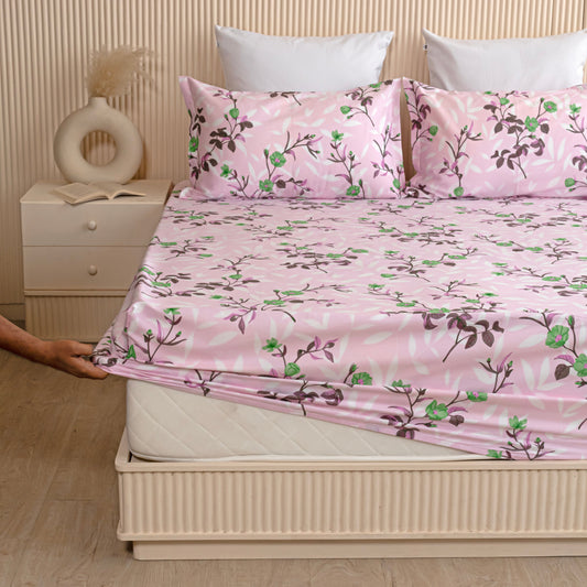 Imprimer floral dove - Fitted SheetLavender Pink