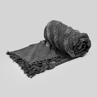 Featherfield Charcoal Grid - Tufted Throw 