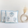 Ombre Tranquil - Hand Block Printed Quilted Cushion Cover (Baby Blue)