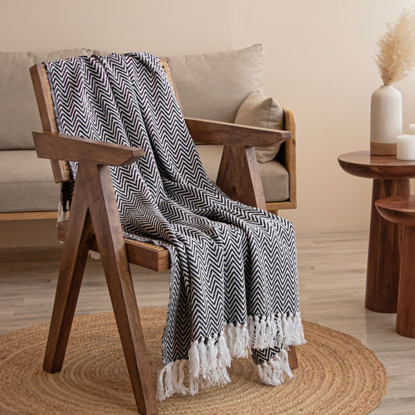 Tessitura Black Chevron - Throw